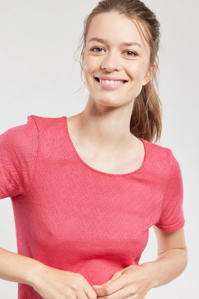 T-shirt maille ajourée - coton léger