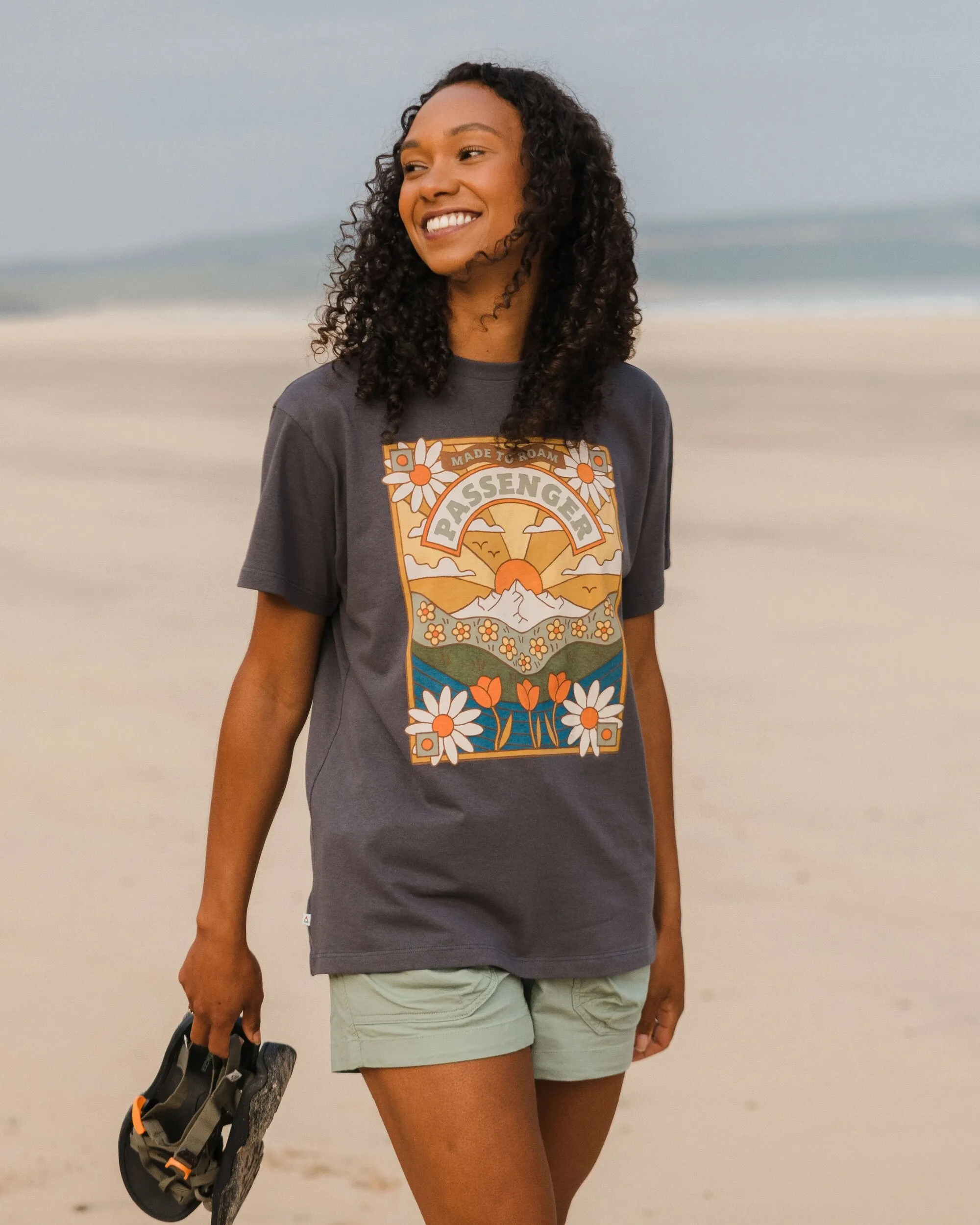 T-shirt Oversize en Coton Recyclé Saisonnier - Charbon