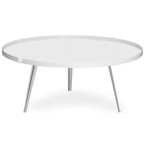 Table basse magnétique ronde à rebord Bipolart Métal Blanc avec 2 Tops style Scandinave | 3 Suisses