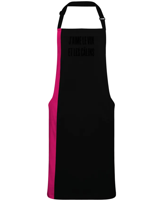 Tablier bicolore J'aime le vin et les câlins par  tunetoo