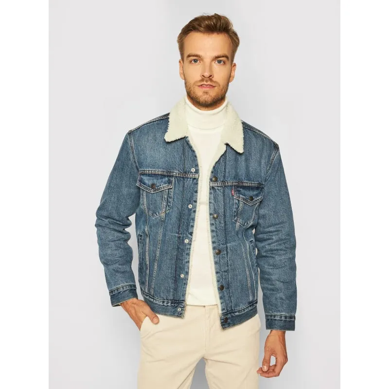 Veste en jean sherpa trucker bleu clair homme - Levi's | wimod