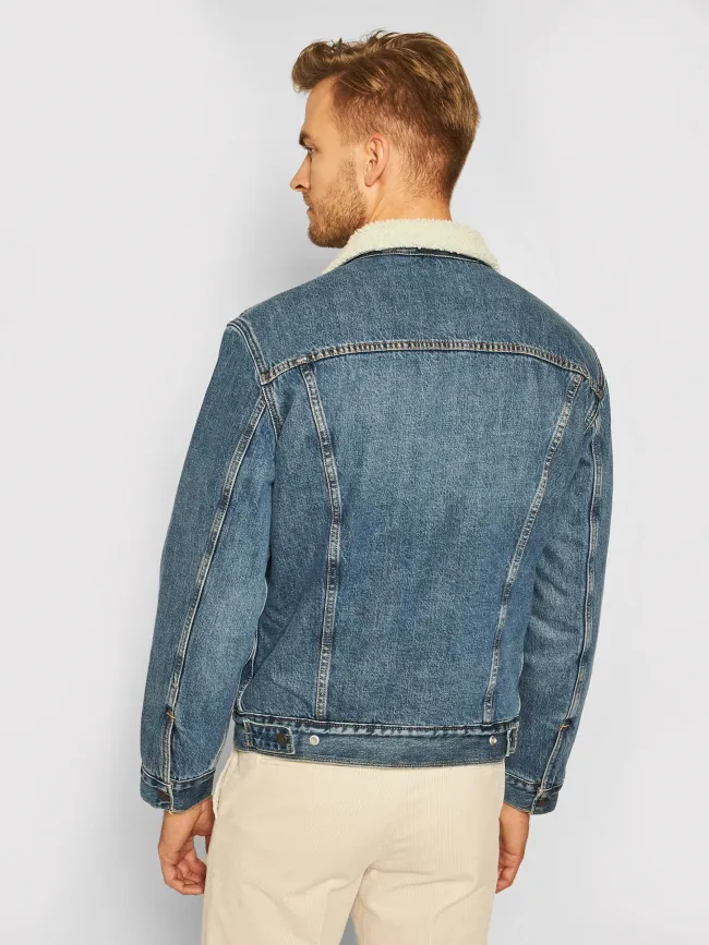 Veste en jean sherpa trucker bleu clair homme - Levi's | wimod