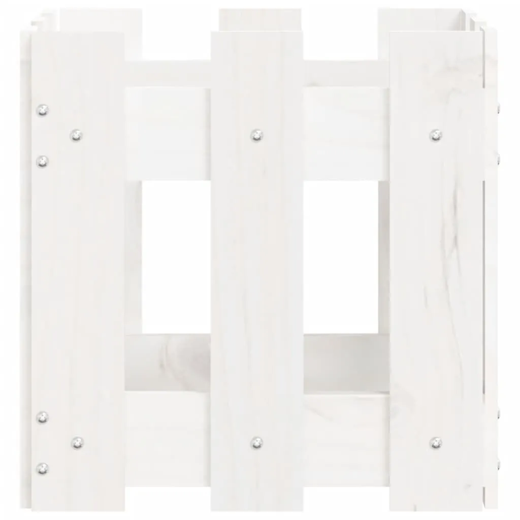 vidaXL Jardinière avec design de clôture blanc 30x30x30 cm pin massif | vidaxl-fr